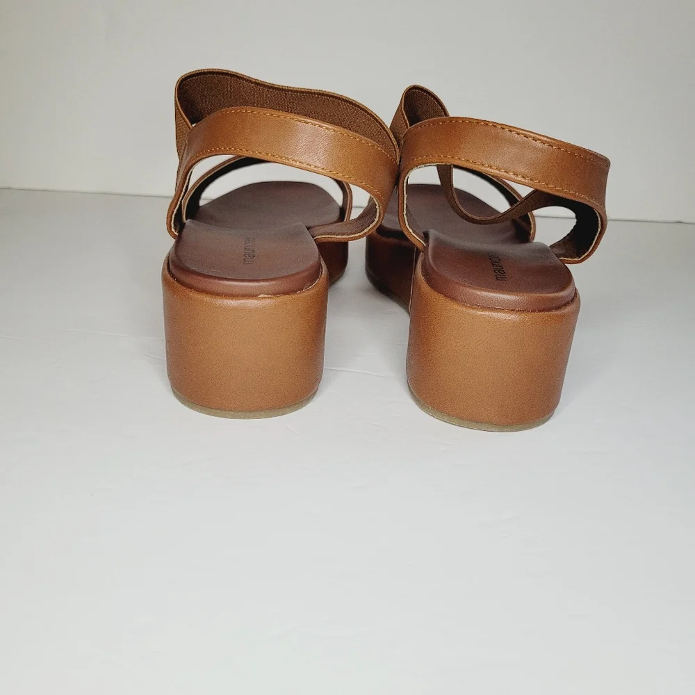 Maurices SuperCush Aubrey Wedge Brown 7.5 Womens Platform Elastic Straps Comfort - Picture 4 of 10